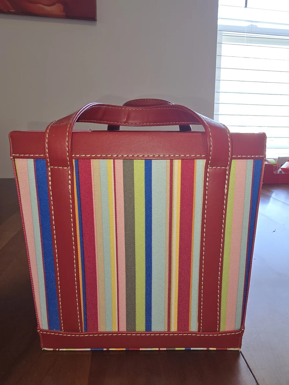 Striped Red Accent Storage Tote-Home Storage & Organization, Excellent Condition
